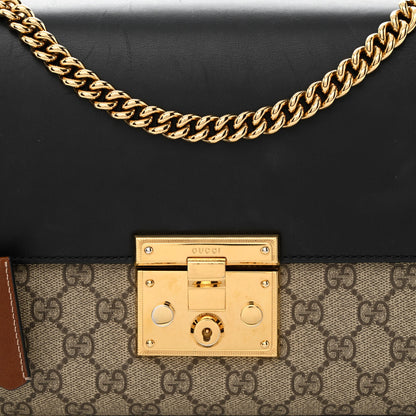 Gucci GG Supreme Monogram Calfskin Medium Padlock Shoulder Bag Beige Black Cuir 8 of 16