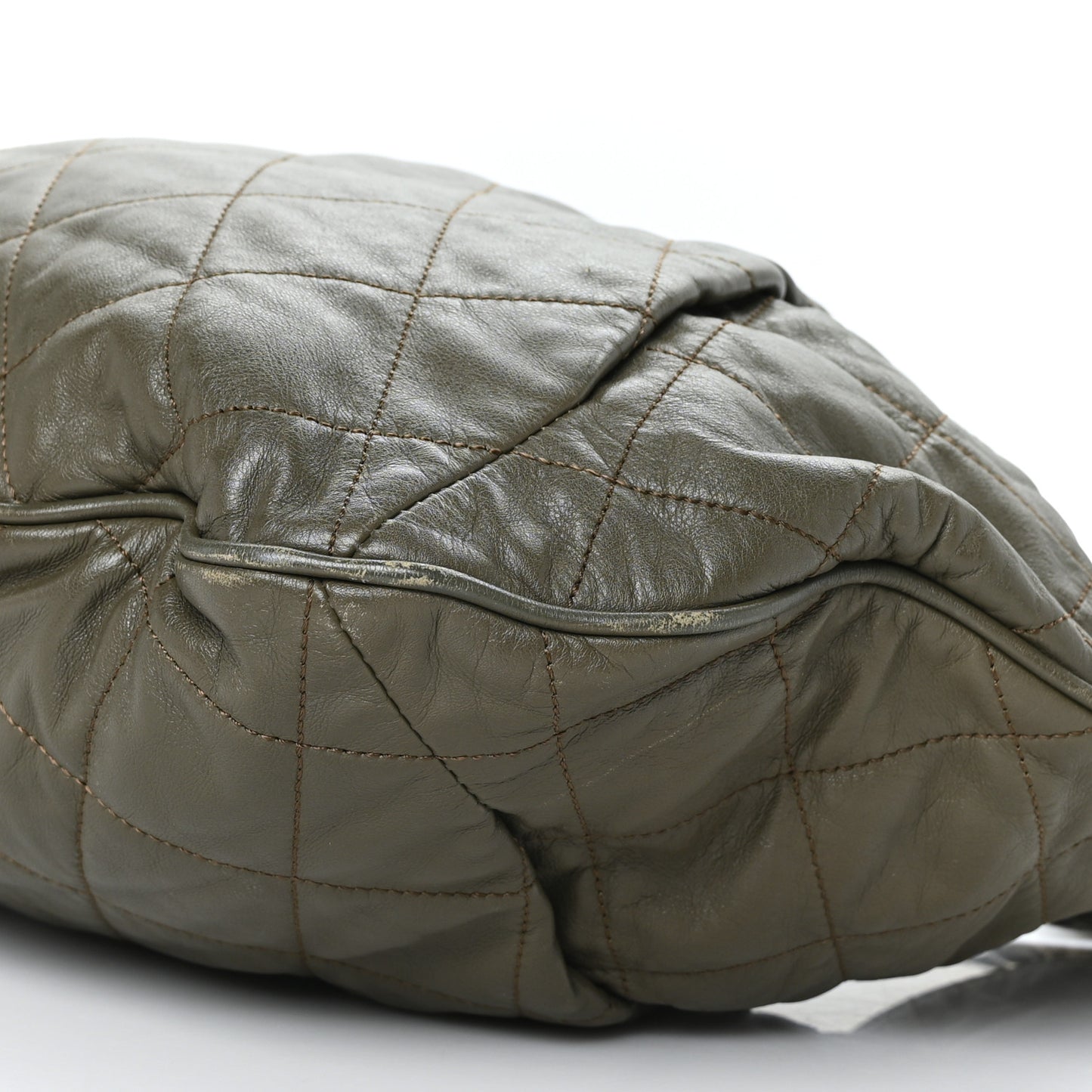 Calfskin Coco Pleats Hobo Khaki
