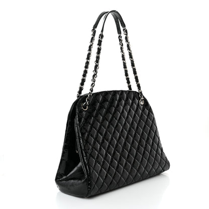 Chanel Glazed Calfskin Quilted Large Just Mademoiselle Bowling Bag Black 3 of 10