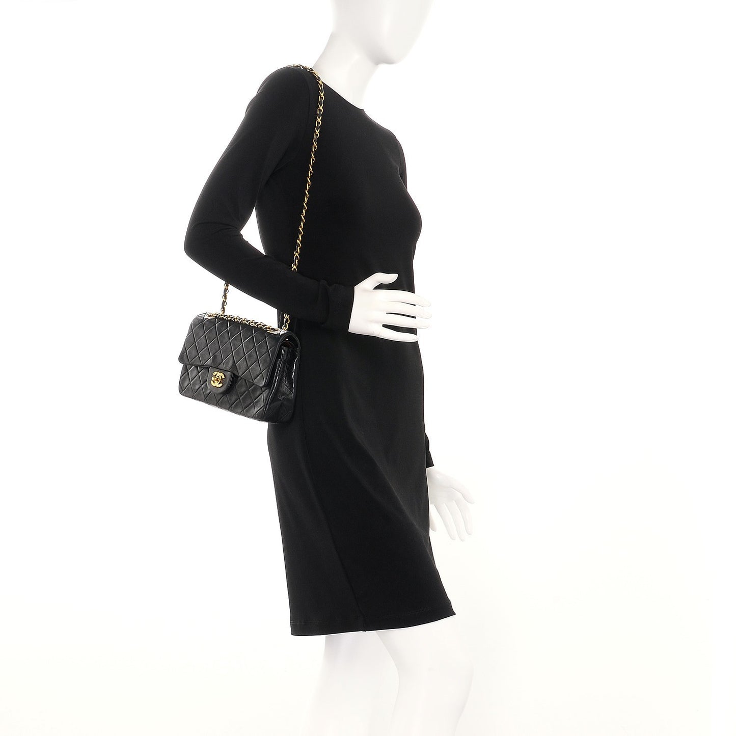 Lambskin Quilted Small Double Flap Black
