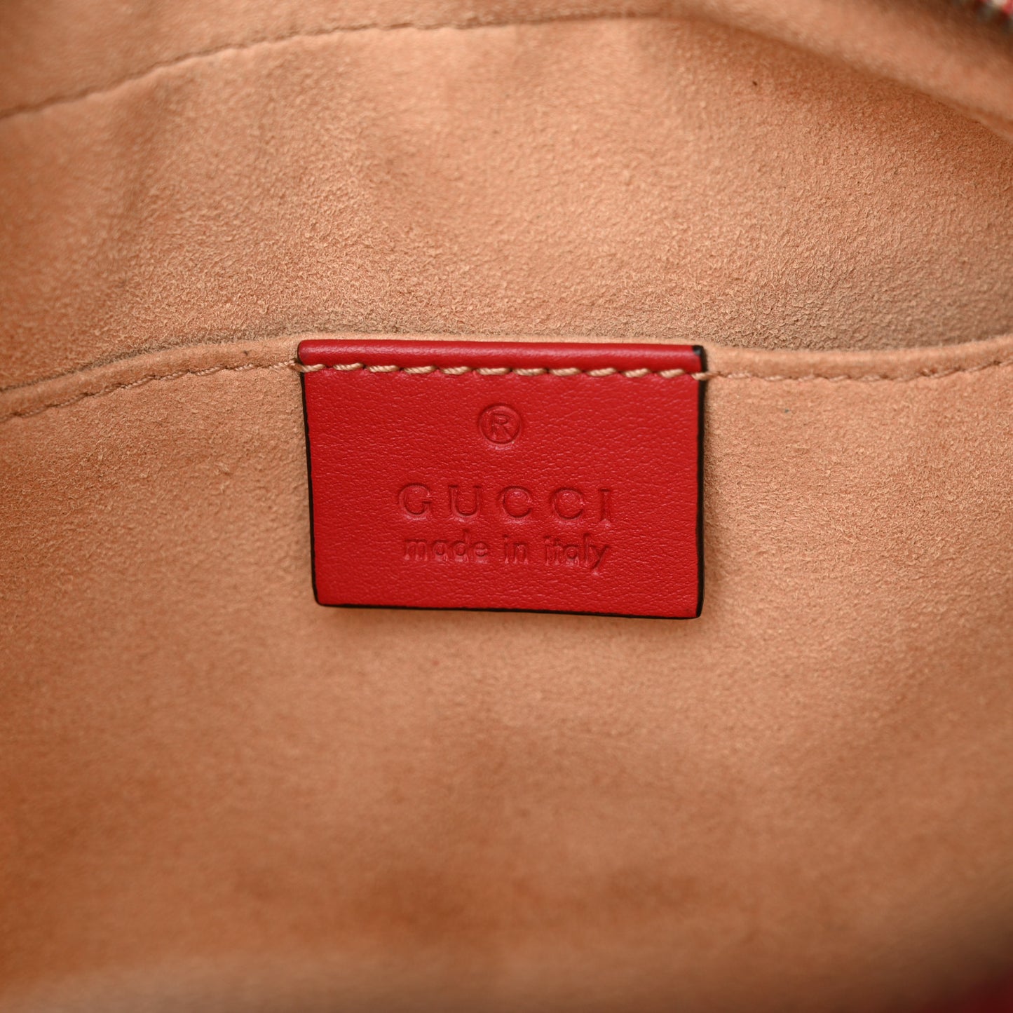 Calfskin Matelasse Small GG Marmont Chain Shoulder Bag Hibiscus Red