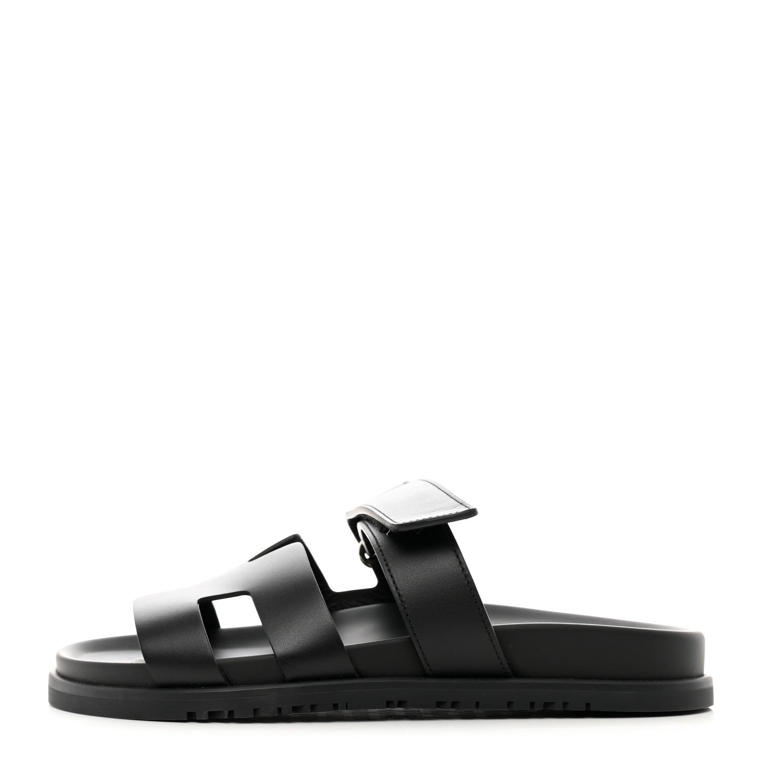 Hermes Calfskin Womens Chypre Sandals 38 Black 1 of 8