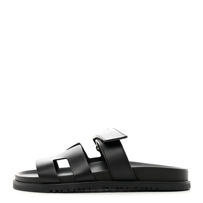 Hermes Calfskin Womens Chypre Sandals 38 Black 1 of 8