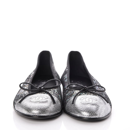Chanel Metallic Calfskin Hologram Cap Toe Ballerina Flats 36 Silver 2 of 8