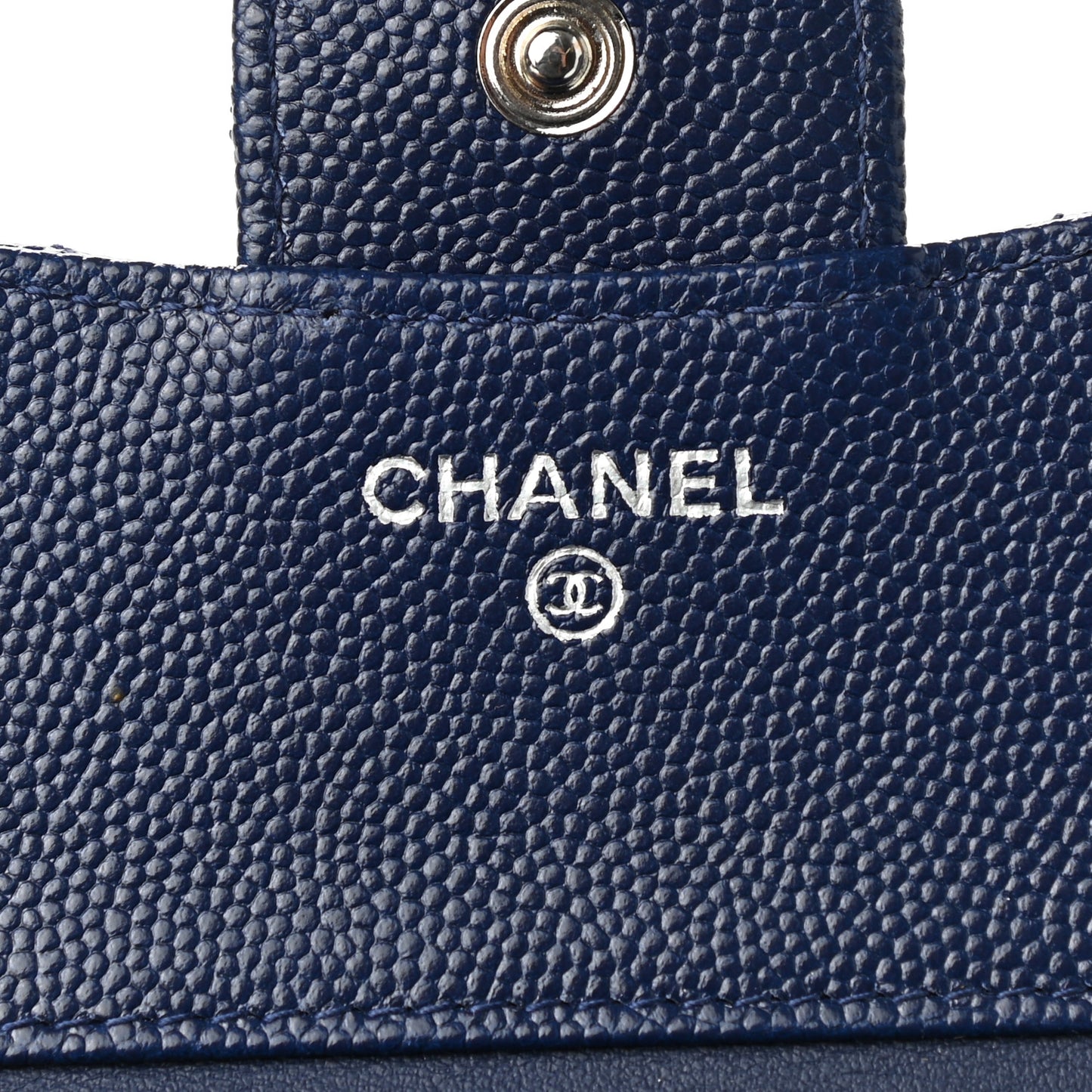 Caviar Quilted Compact Flap Wallet Navy