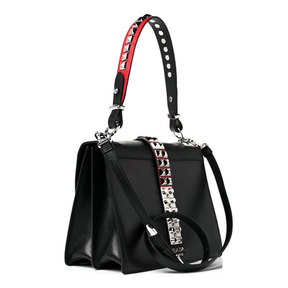 Prada Saffiano City Calfskin Studded Elektra Shoulder Bag Black Fuoco 3 of 12