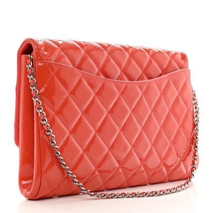 Chanel Patent Quilted Clutch with Chain Flap Orange 3 of 10