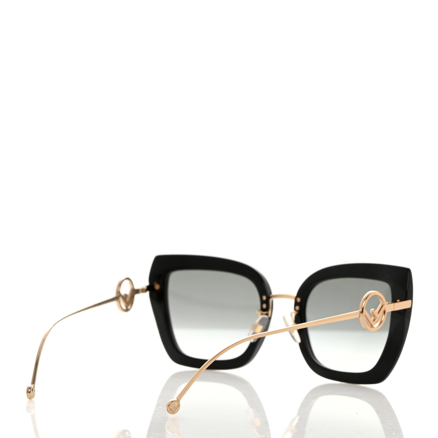 Acetate Metal F is Fendi Square Cat Eye Sunglasses FF 0424/F/S Black