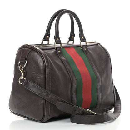 Gucci Calfskin Vintage Web Medium Boston Dark Brown 3 of 21