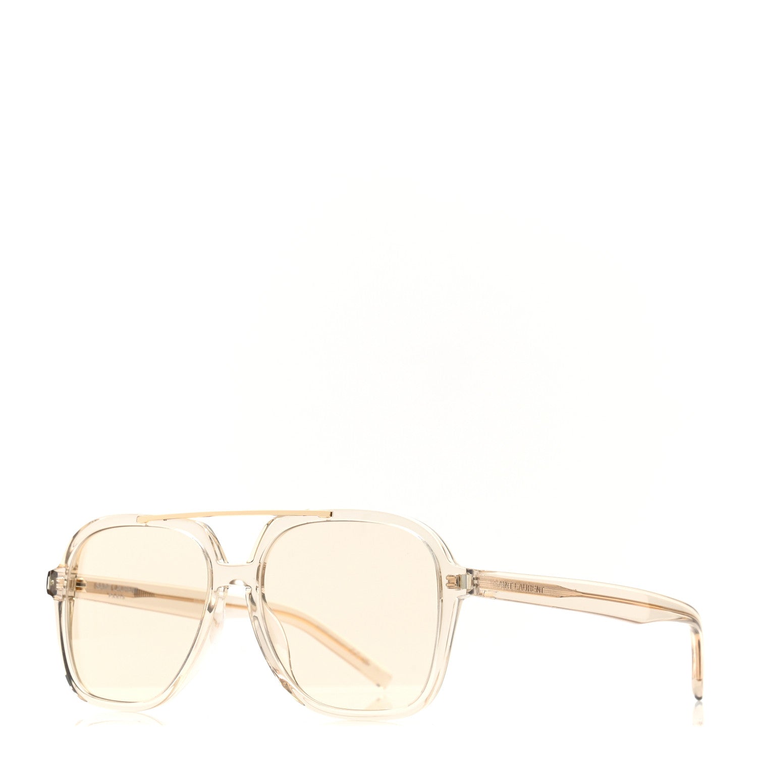 Saint Laurent Acetate Geometric Aviator Sunglasses SL 545 Transparent Cream Light Gold 1 of 8