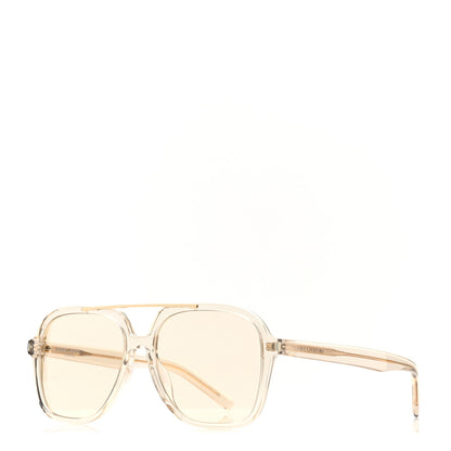 Saint Laurent Acetate Geometric Aviator Sunglasses SL 545 Transparent Cream Light Gold 1 of 8
