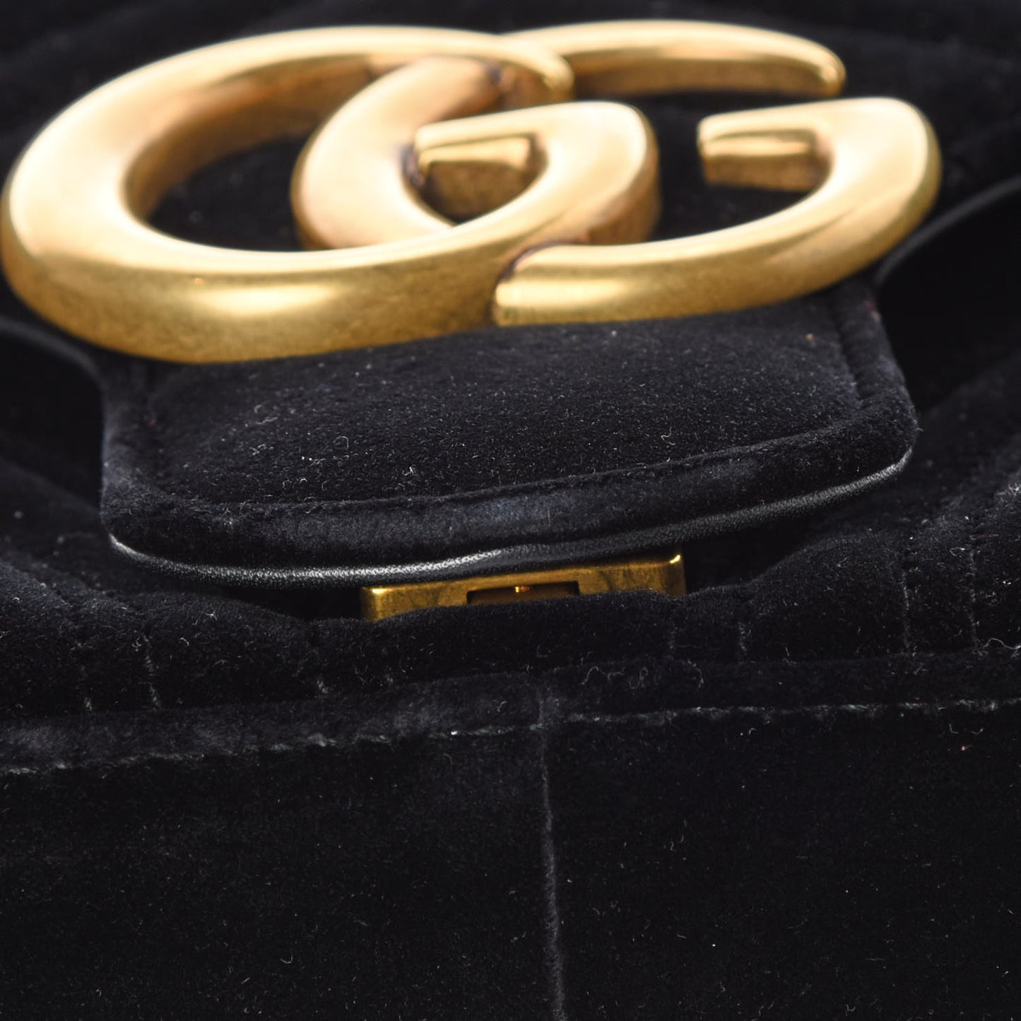 Velvet Matelasse Medium GG Marmont Shoulder Bag Black