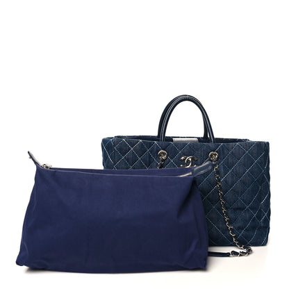 Chanel Denim Quilted Large Coco Handle Shopping Tote Blue 3 of 11