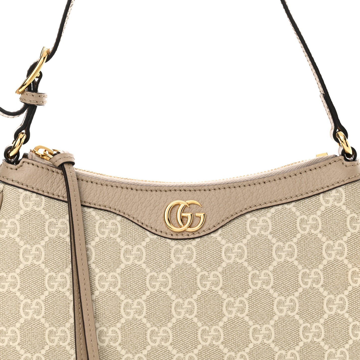 GG Supreme Monogram Textured Dollar Calfskin Small Ophidia Hobo Beige Mystic White Oatmeal