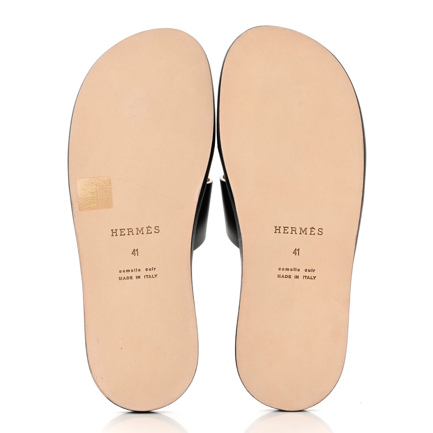 Hermes Calfskin Mens Izmir Sandals 41 Black 5 of 9