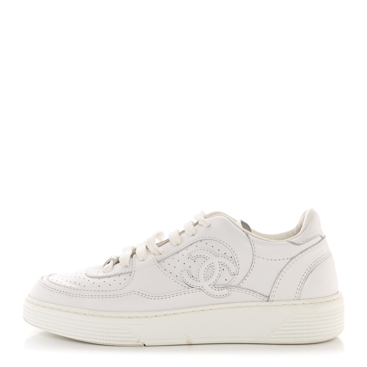 Calfskin CC Womens Sneakers 36 White