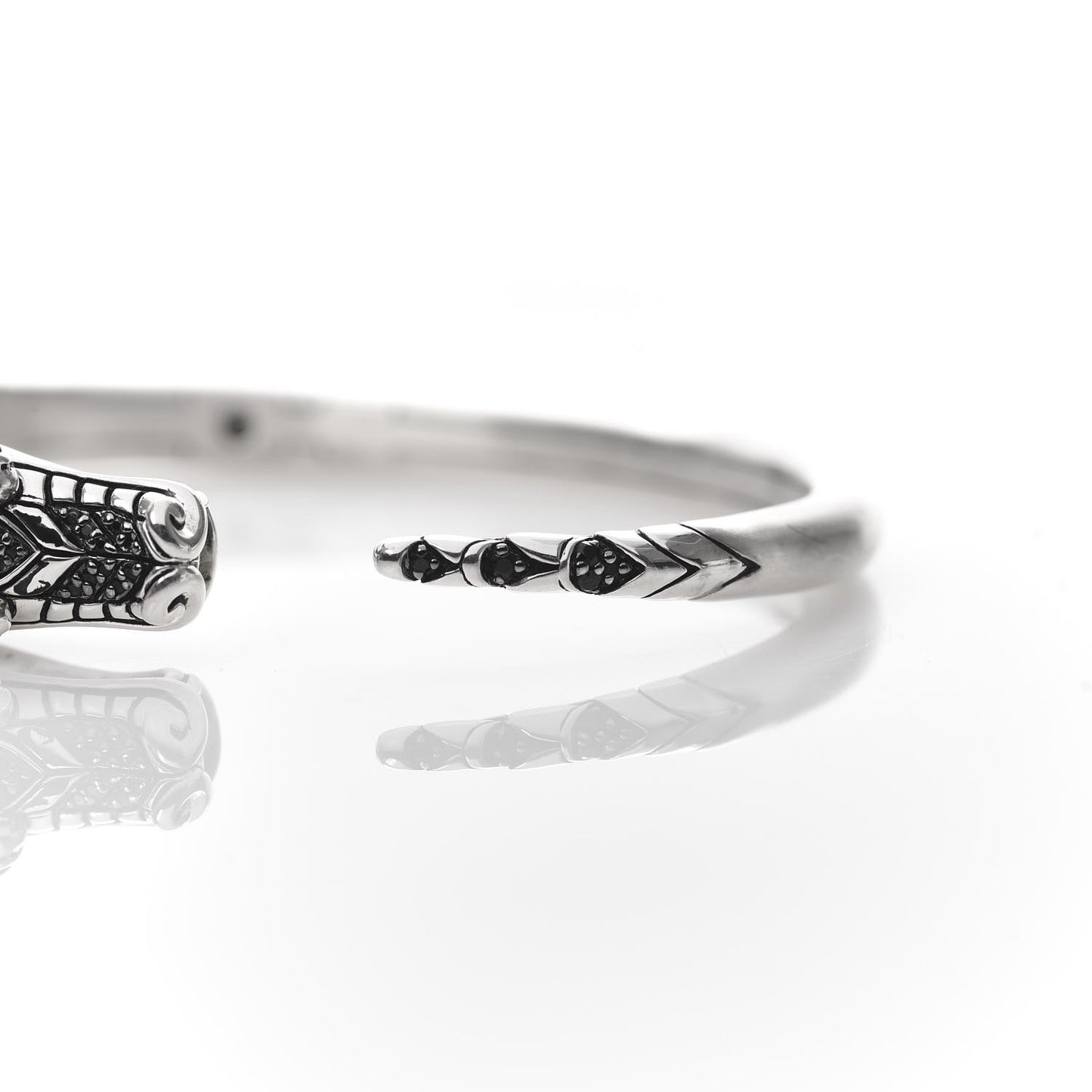 Sterling Silver Sapphire Spinel Naga Dragon Cuff Bracelet