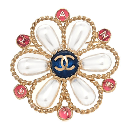 Chanel Crystal CC Gripoix Pearl Brooch Gold Multicolor 1 of 4