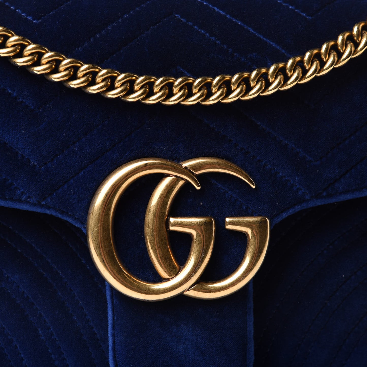 Velvet Matelasse Medium GG Marmont Shoulder Bag Cobalt Blue