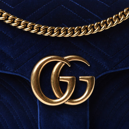 Gucci Velvet Matelasse Medium GG Marmont Shoulder Bag Cobalt Blue 9 of 12