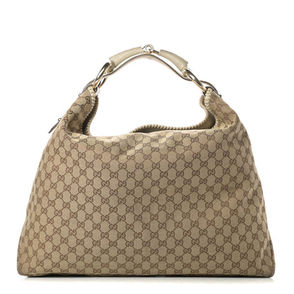 Gucci Monogram Large Horsebit Chain Hobo Off White 1 of 15