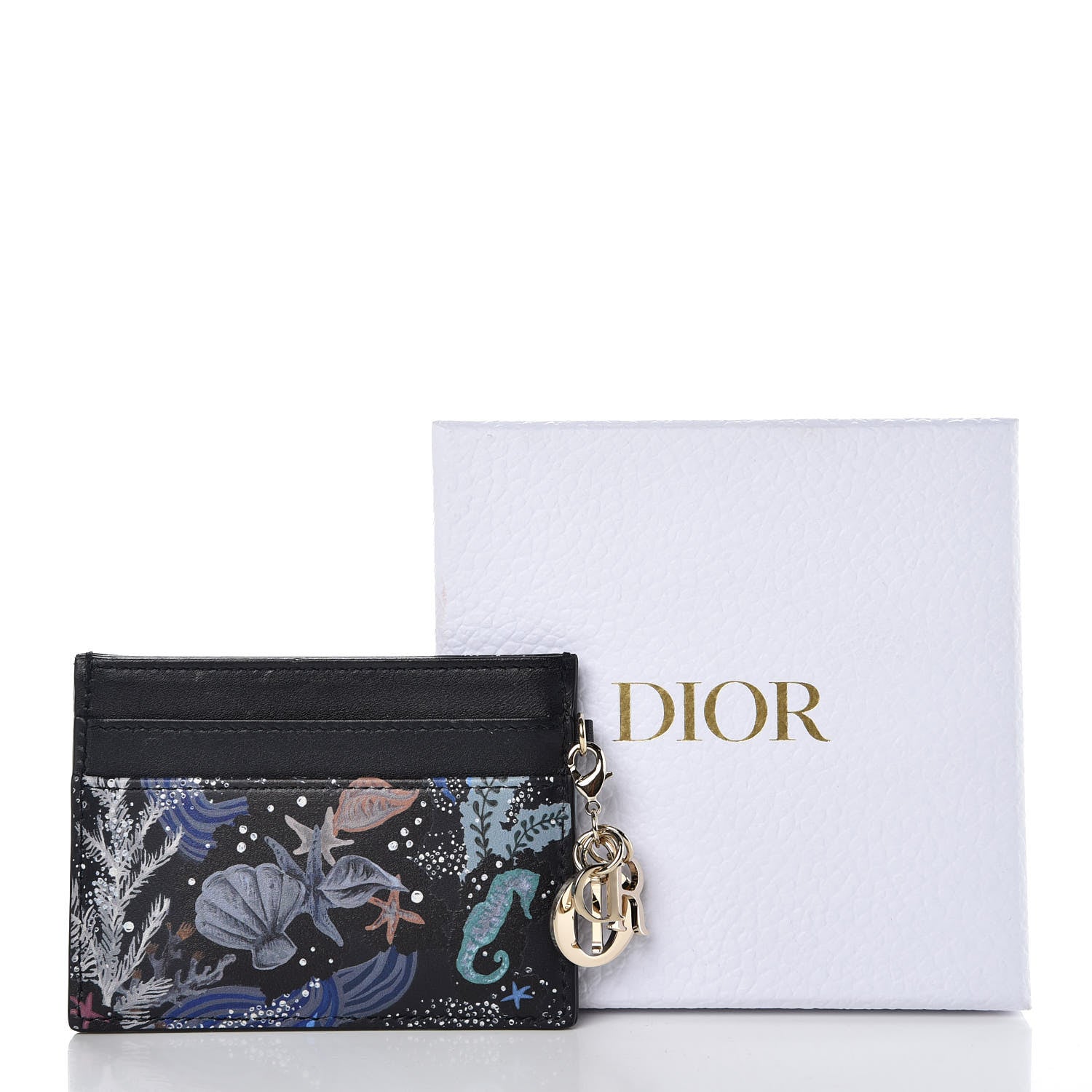 Christian Dior Calfskin Printed Nature Ballet Lady Dior Card Holder Blue 8 of 8