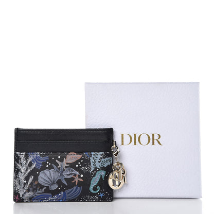 Christian Dior Calfskin Printed Nature Ballet Lady Dior Card Holder Blue 8 of 8