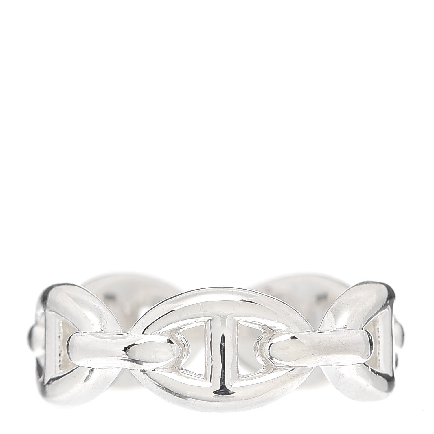 Hermes Sterling Silver PM Chaine d'Ancre Enchainee Band Ring 52 6 1 of 6