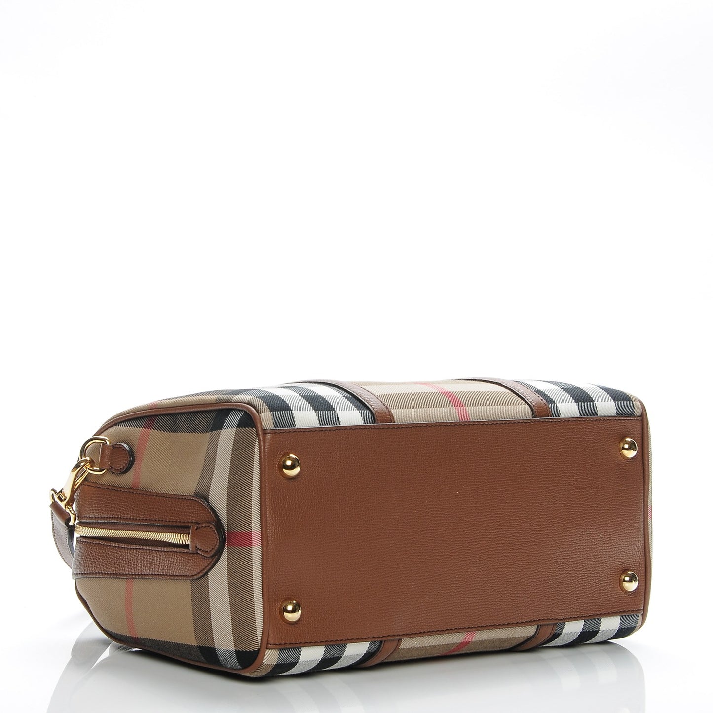 House Check Derby Calfskin Medium Alchester Bowling Bag Tan