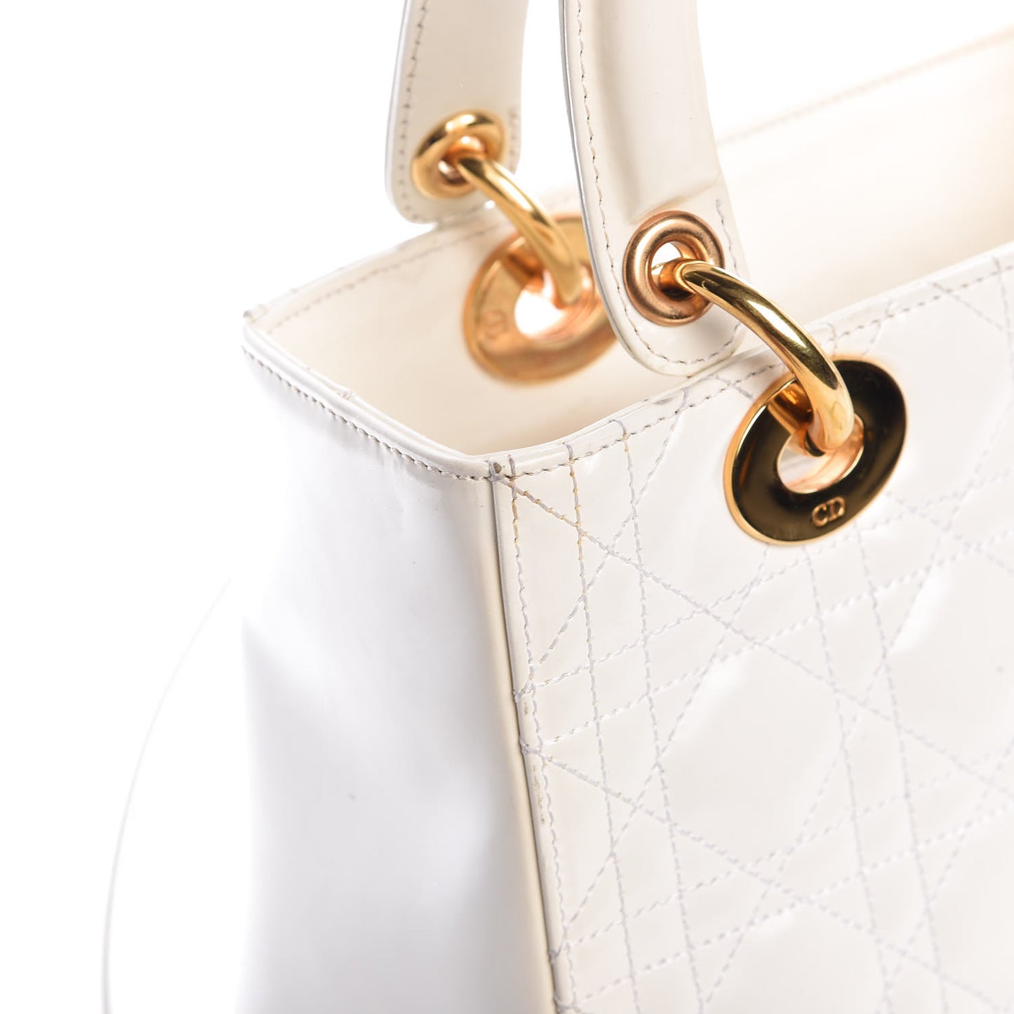 Patent Cannage Medium Lady Dior White