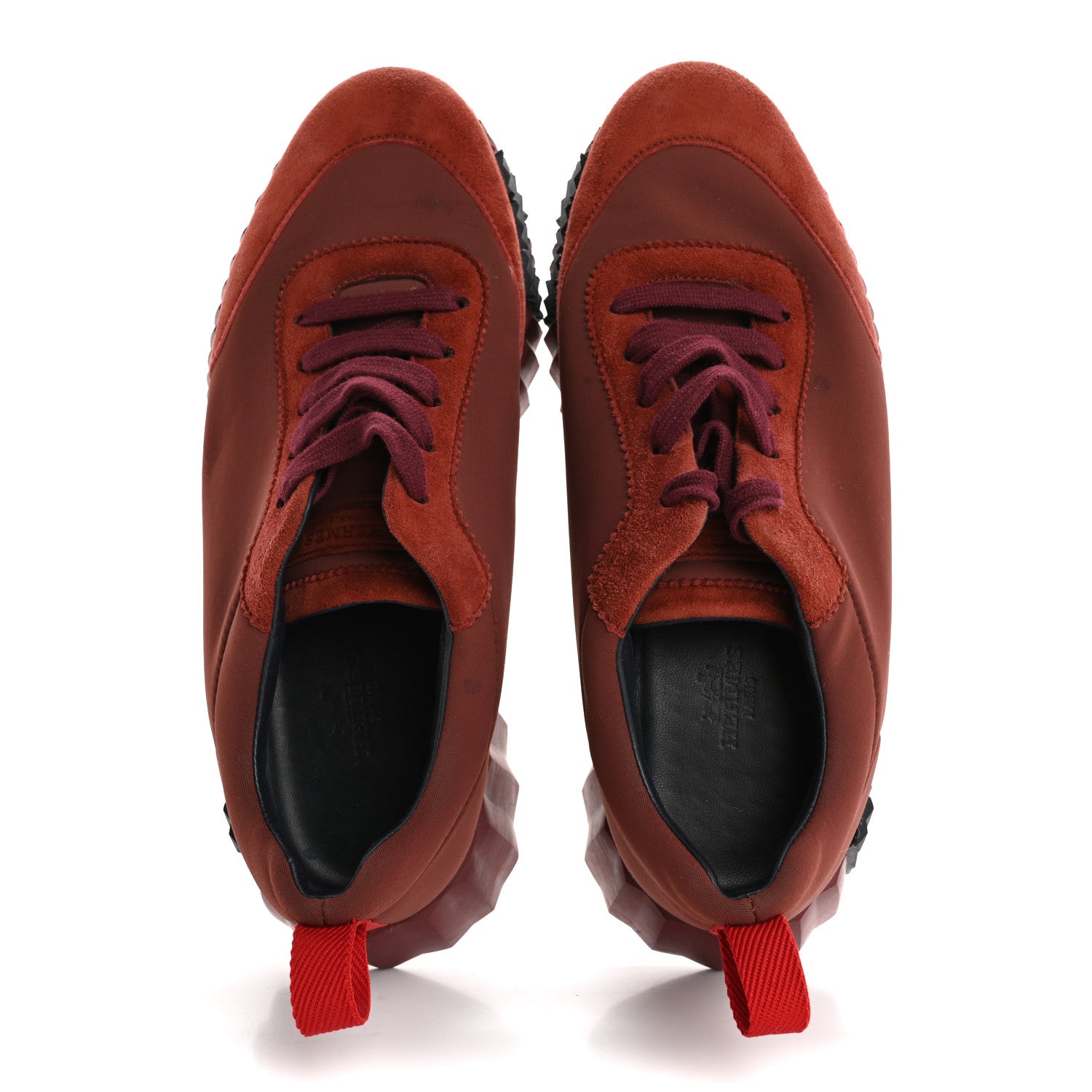 Hermes Parachute Fabric Suede Goatskin Bouncing Sneakers 37.5 Bordeaux 2 of 15