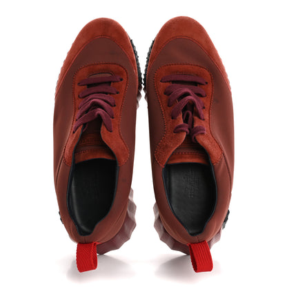 Hermes Parachute Fabric Suede Goatskin Bouncing Sneakers 37.5 Bordeaux 2 of 15