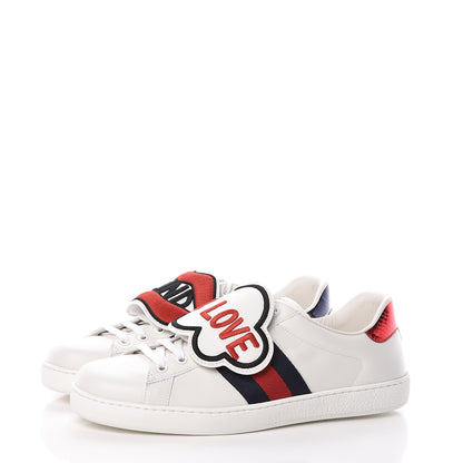 Gucci Calfskin Ayers Web Blind for Love Embroidered Mens Ace Sneakers 8.5 White 4 of 12
