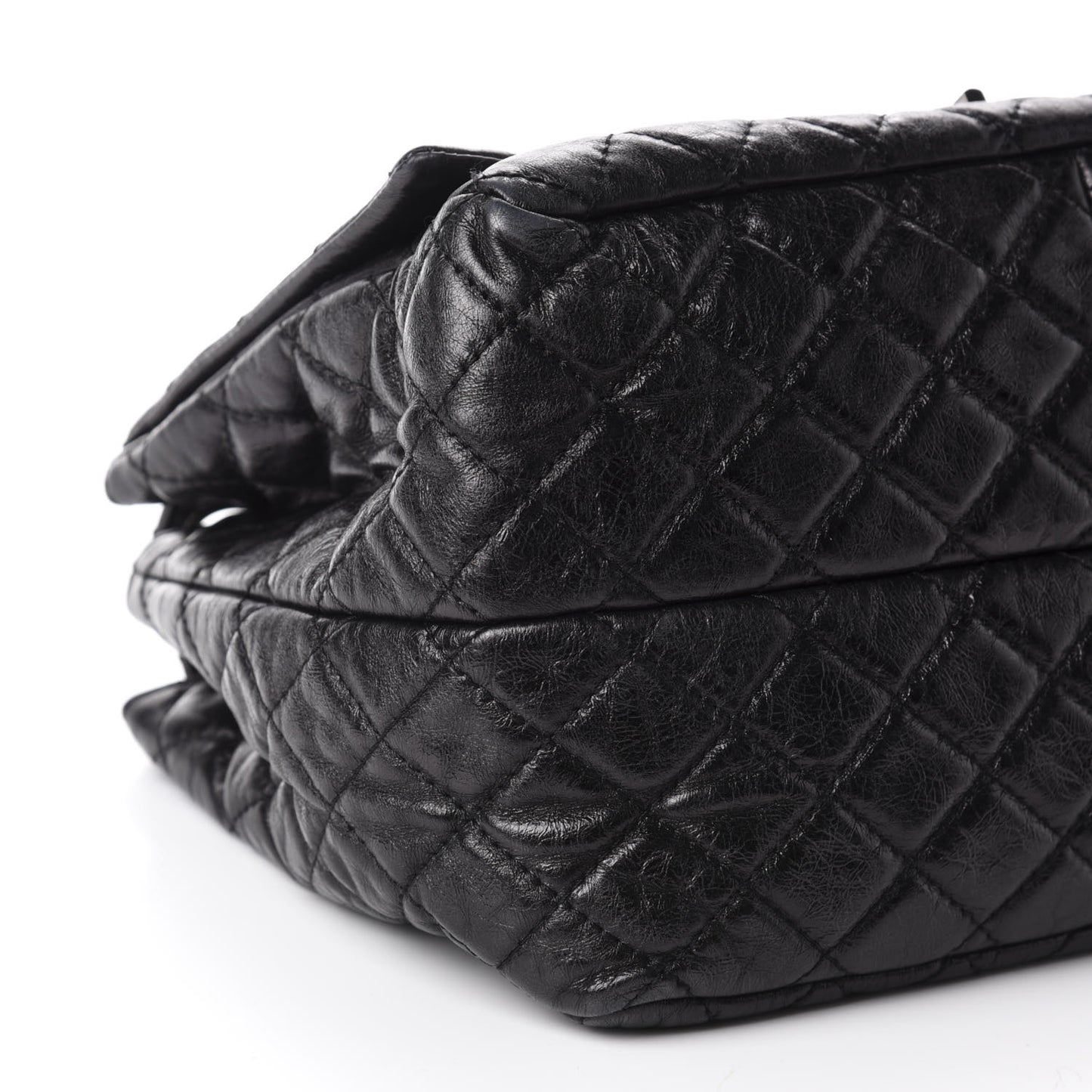 Metallic Aged Calfskin Quilted Reissue 2.55 Accordion Flap Black