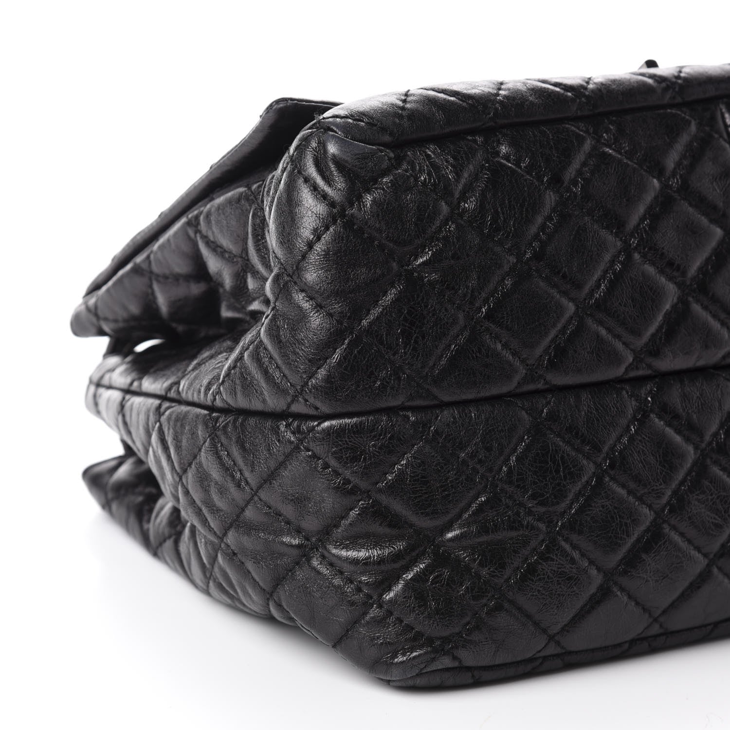 Chanel Metallic Aged Calfskin Quilted Reissue 2.55 Accordion Flap Black 6 of 10