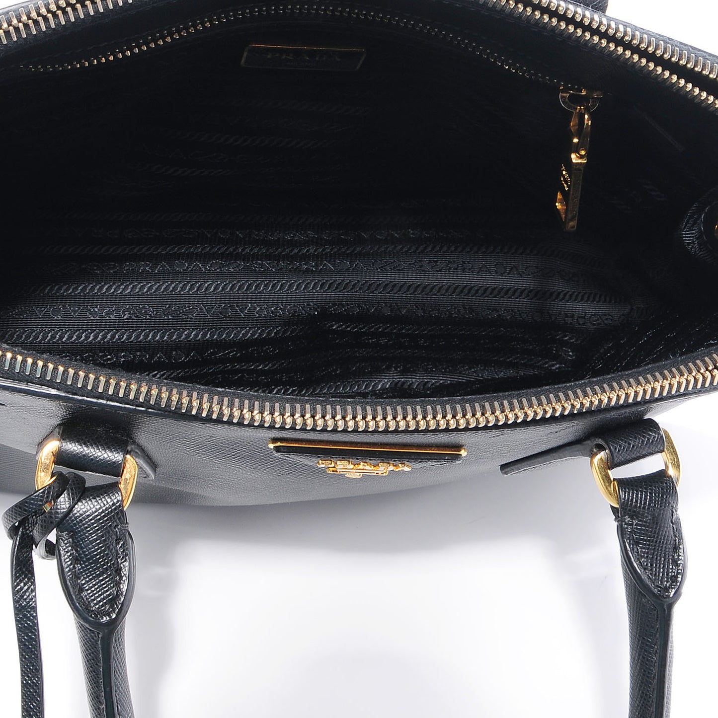 Saffiano Lux Small Double Zip Tote Nero Black