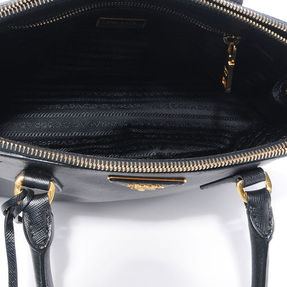Prada Saffiano Lux Small Double Zip Tote Nero Black 6 of 9