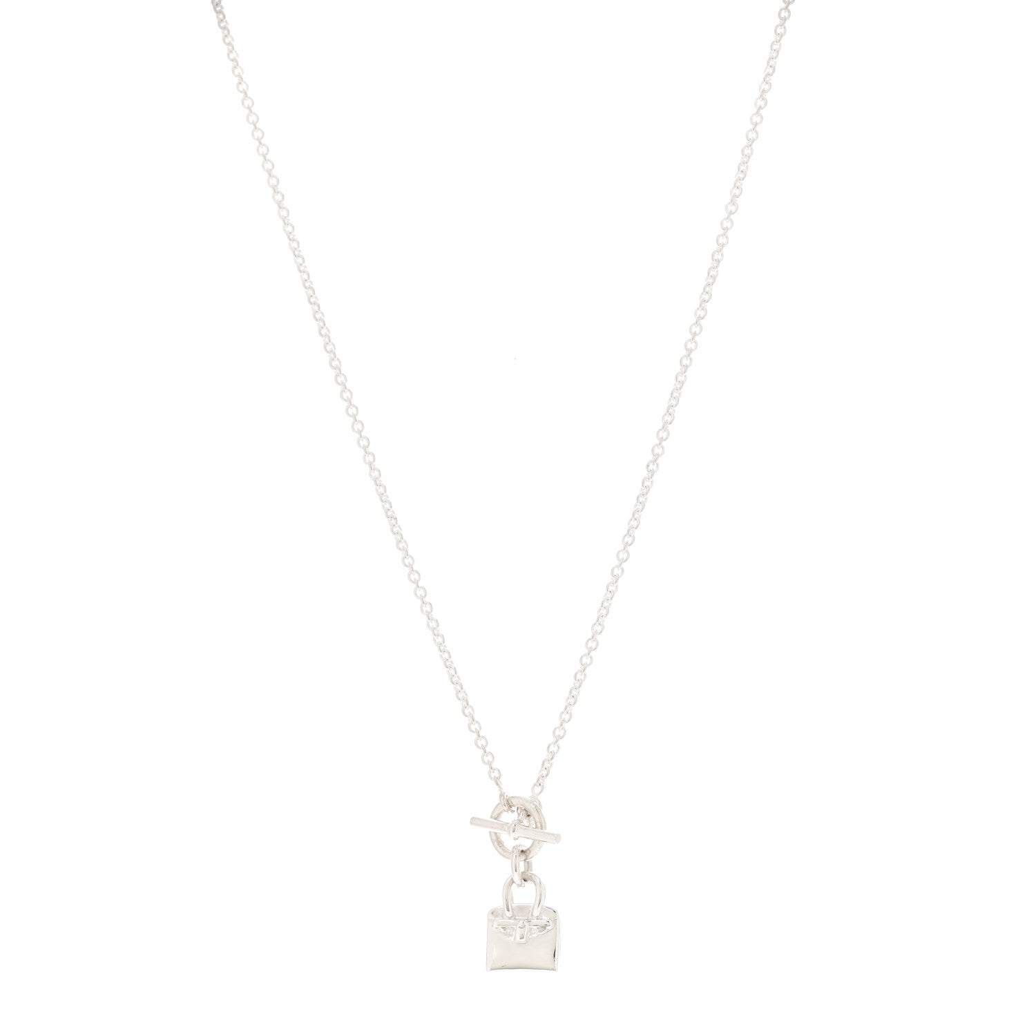 Hermes Sterling Silver Birkin Amulette Pendant Necklace 1 of 6