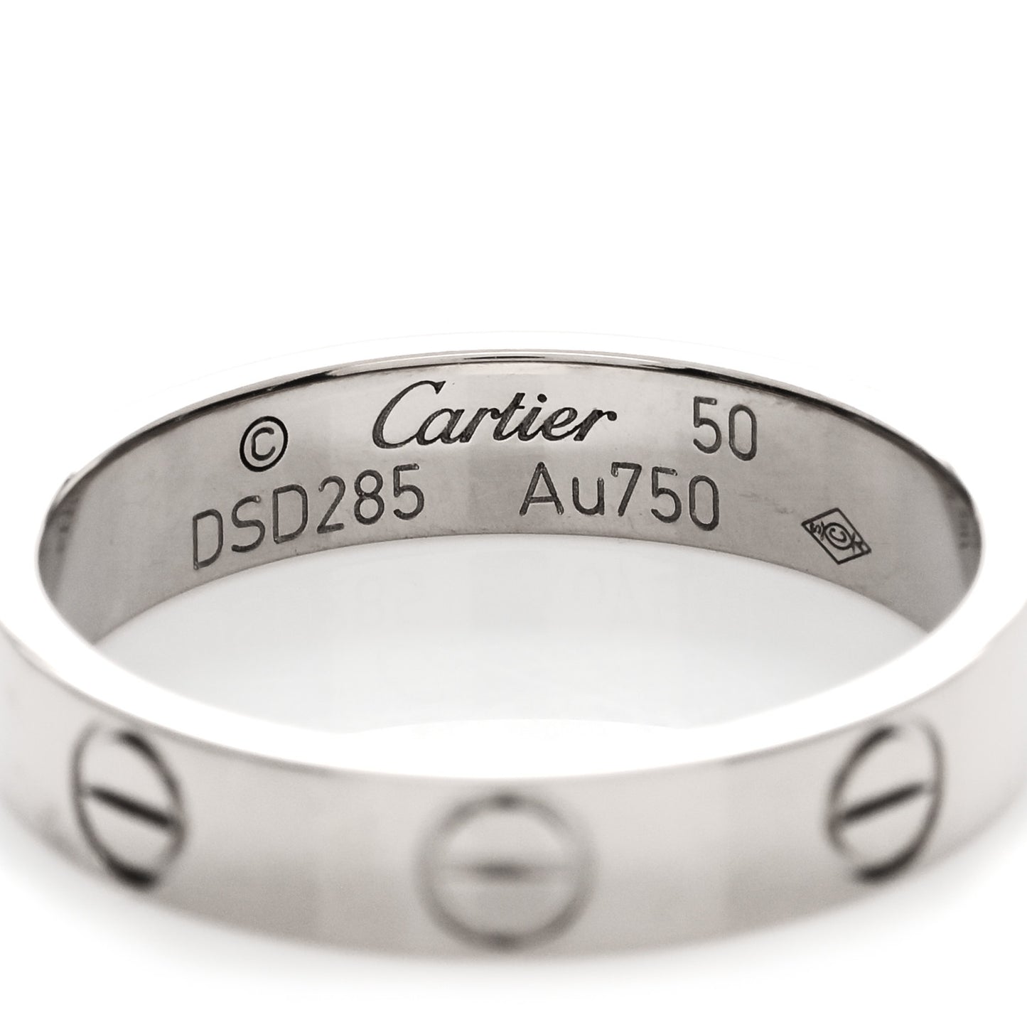 18K White Gold 3.5mm LOVE Wedding Band Ring 50 5.25