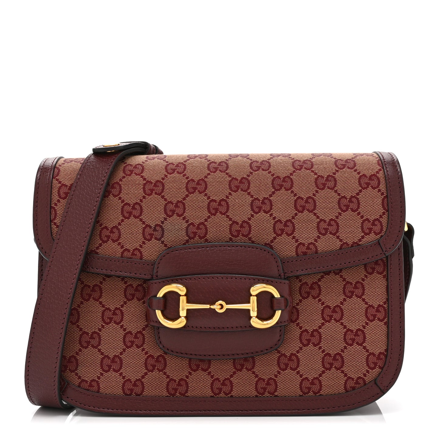 Monogram Textured Dollar Calfskin Horsebit 1955 Shoulder Bag Sahara Rubino Chardonnay