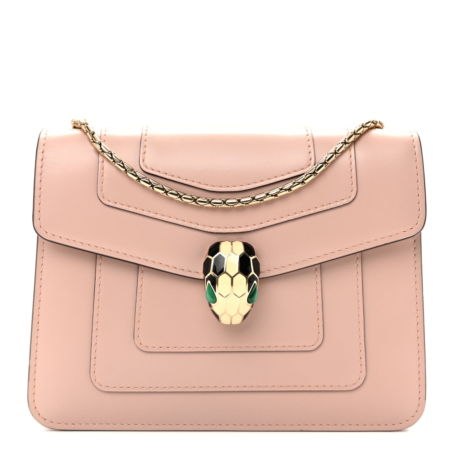 Calfskin Small Serpenti Forever Snake Strap Crossbody Bag Light Pink