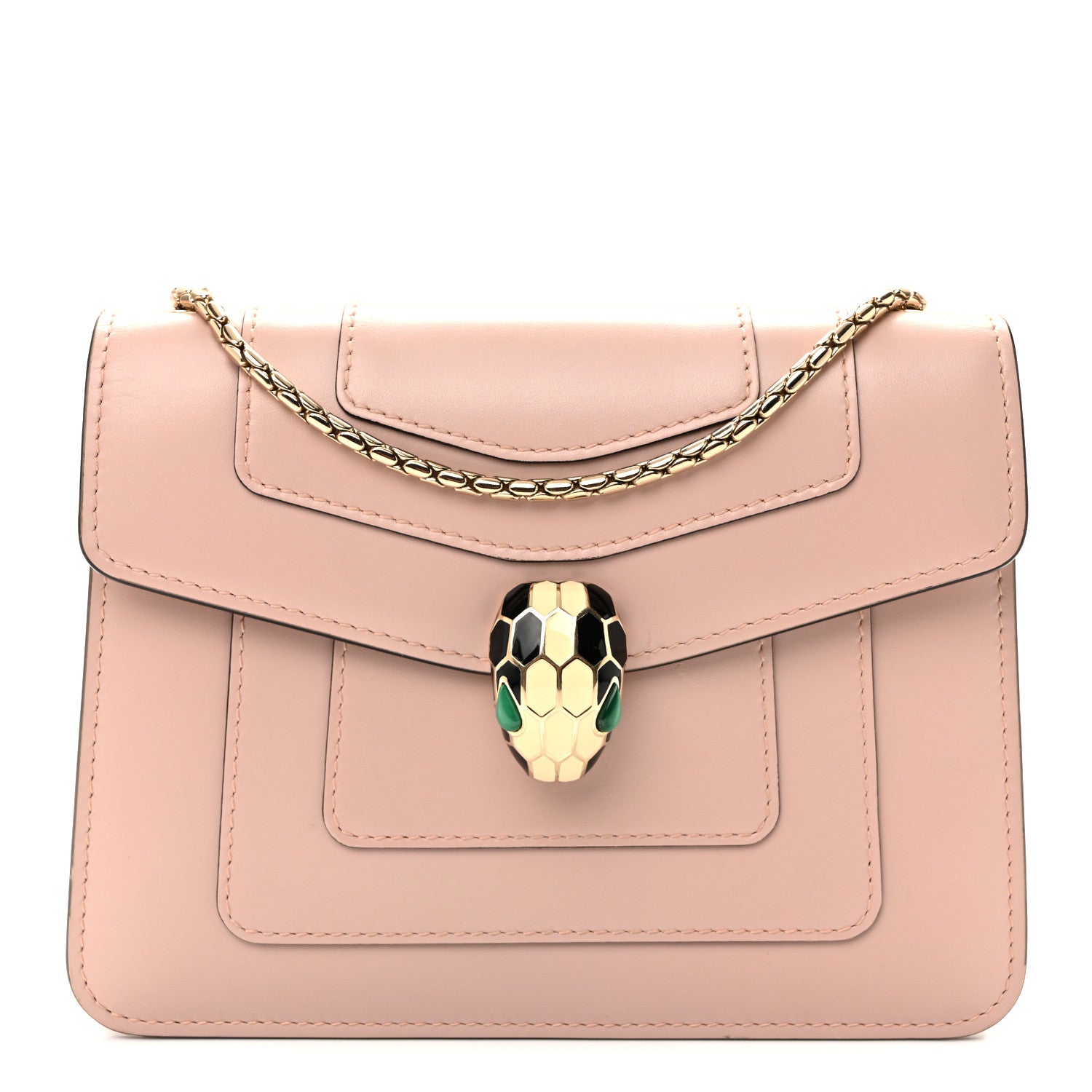 Bulgari Calfskin Small Serpenti Forever Snake Strap Crossbody Bag Light Pink 1 of 10