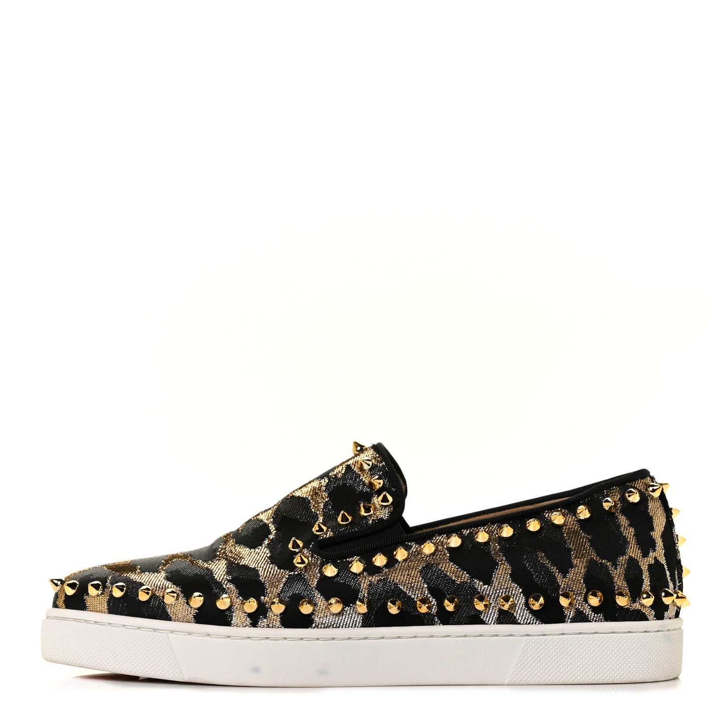 Metallic Lurex Studded Feline Womens Pik Boat Flats 38 Black Gold