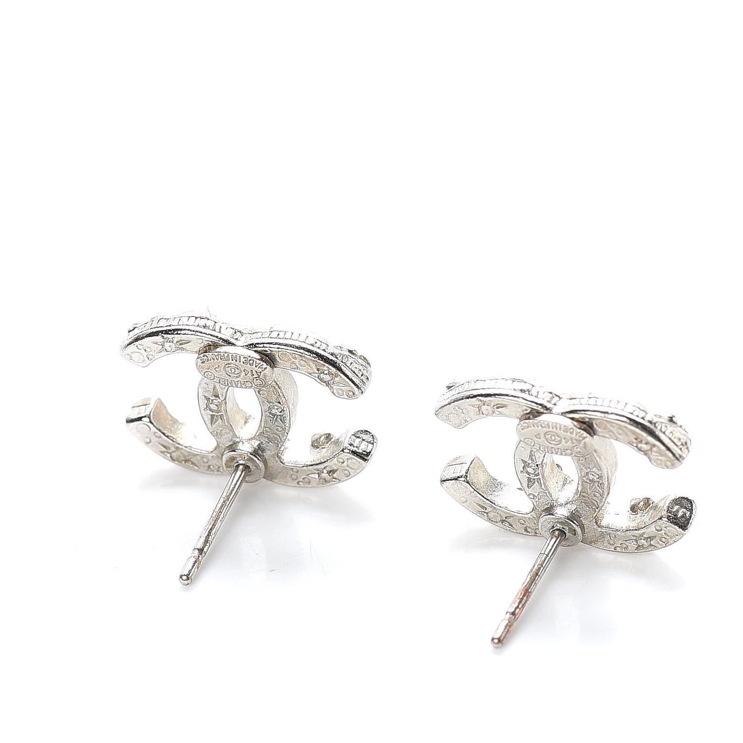 Chanel Crystal CC Earrings Silver 3 of 4