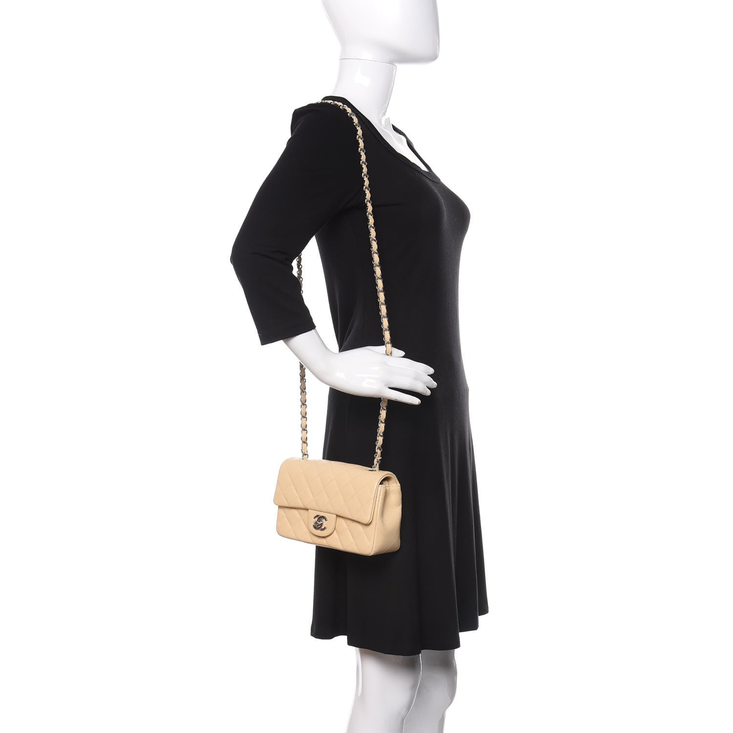 Chanel Caviar Quilted Mini Rectangular Flap Light Beige 2 of 10