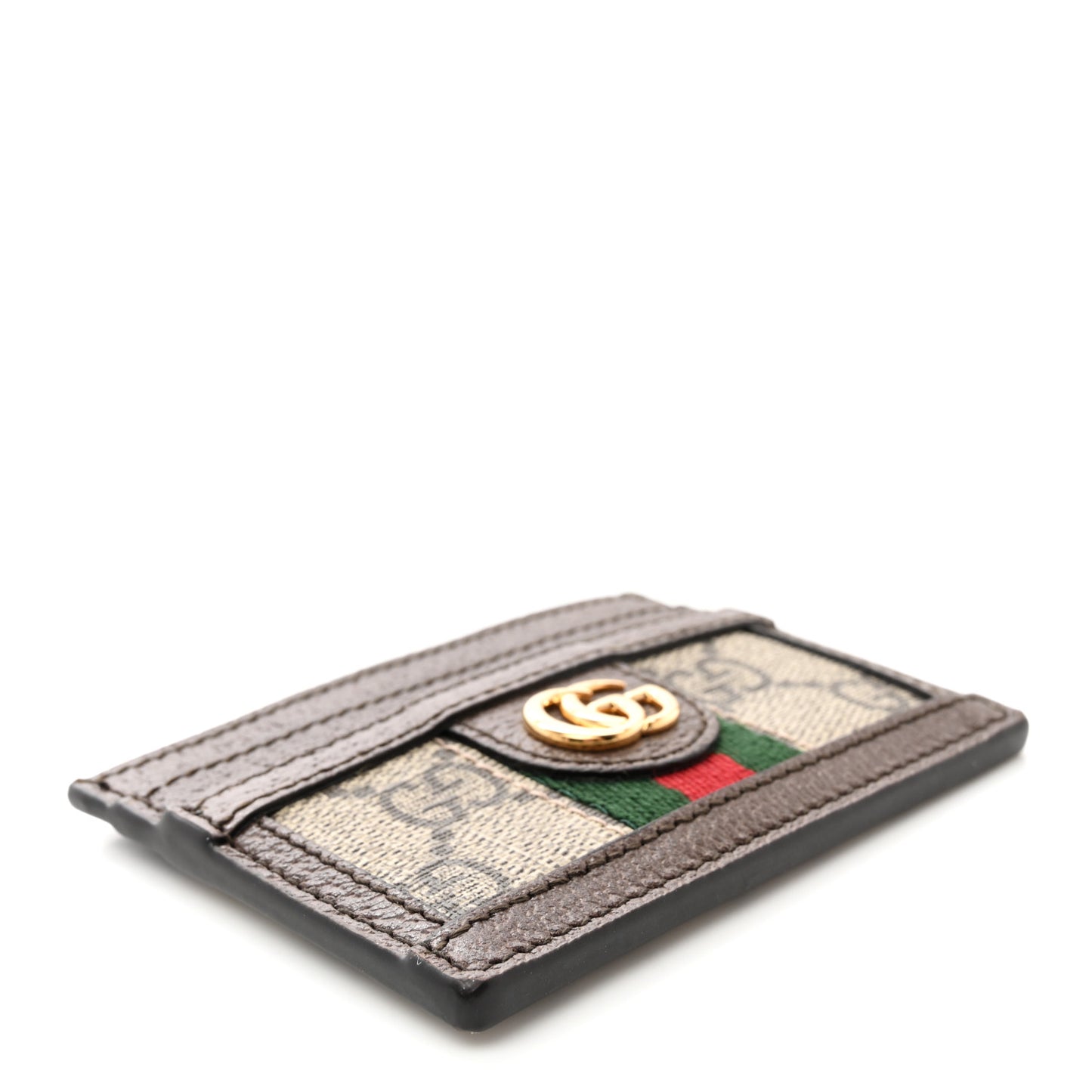 GG Supreme Monogram Textured Dollar Calfskin Ophidia Card Holder Beige Ebony New Acero