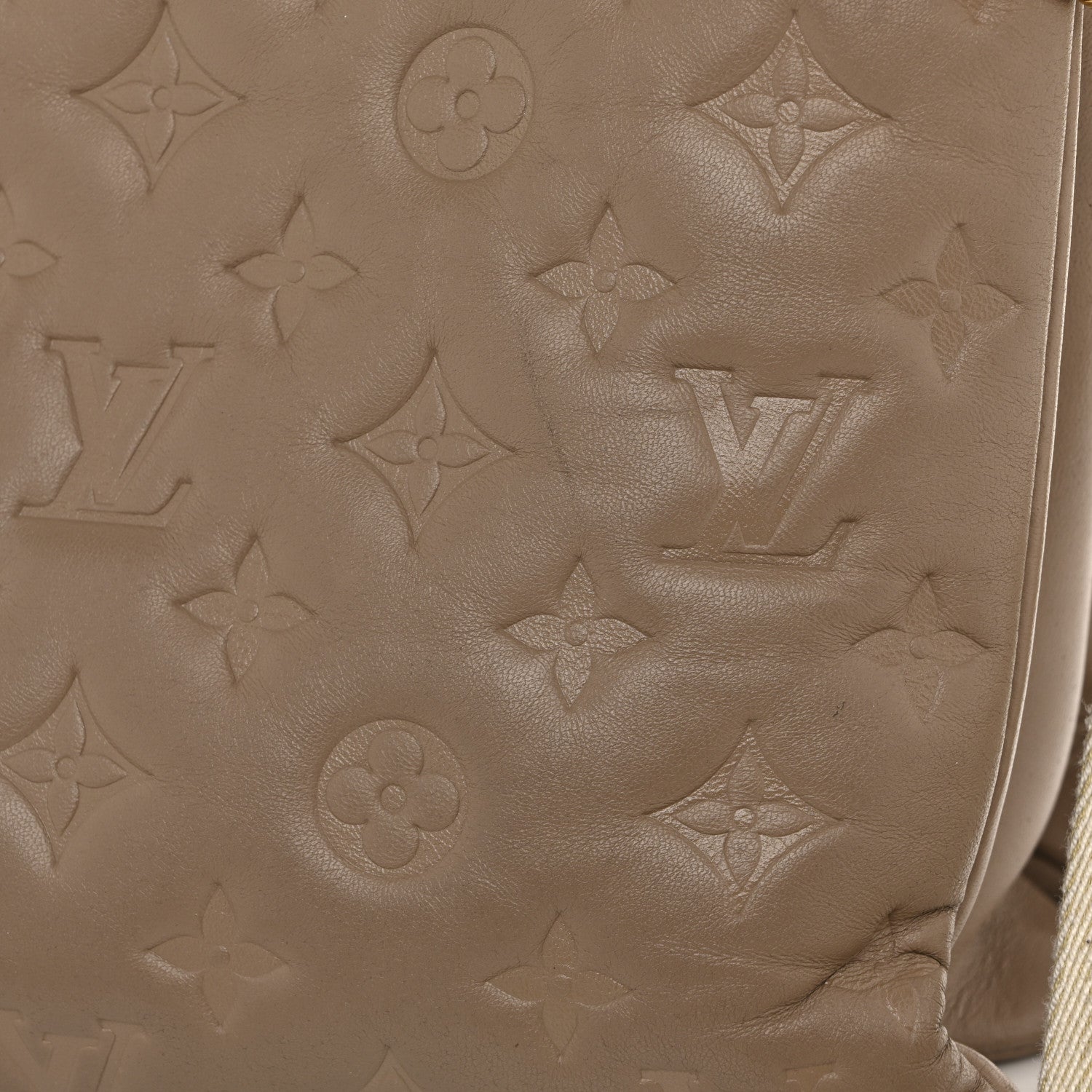 Louis Vuitton Lambskin Embossed Monogram Coussin MM Taupe 12 of 12