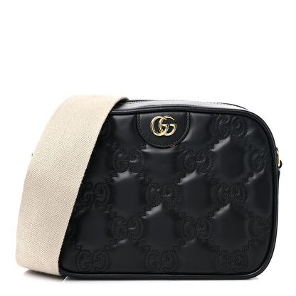 Gucci Calfskin GG Matelasse Shoulder Bag Black Natural 1 of 10