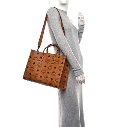 MCM Visetos Maxi Large Munchen Tote Cognac 3 of 8