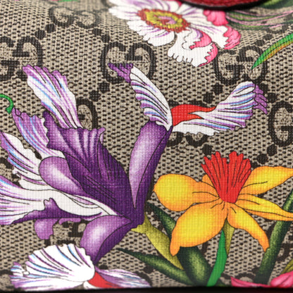 Gucci Soft GG Supreme Monogram Flora Calfskin Medium Ophidia Cosmetic Case Beige Ebony Multicolor Rosso 8 of 11